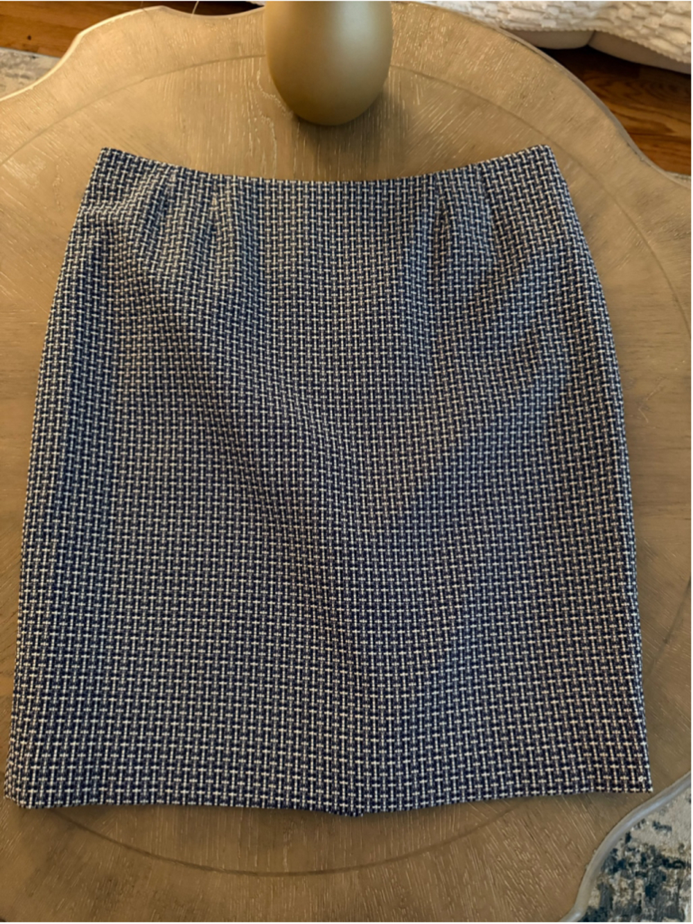 Women's Le Suit Pencil Skirt 14P Navy White Tweed